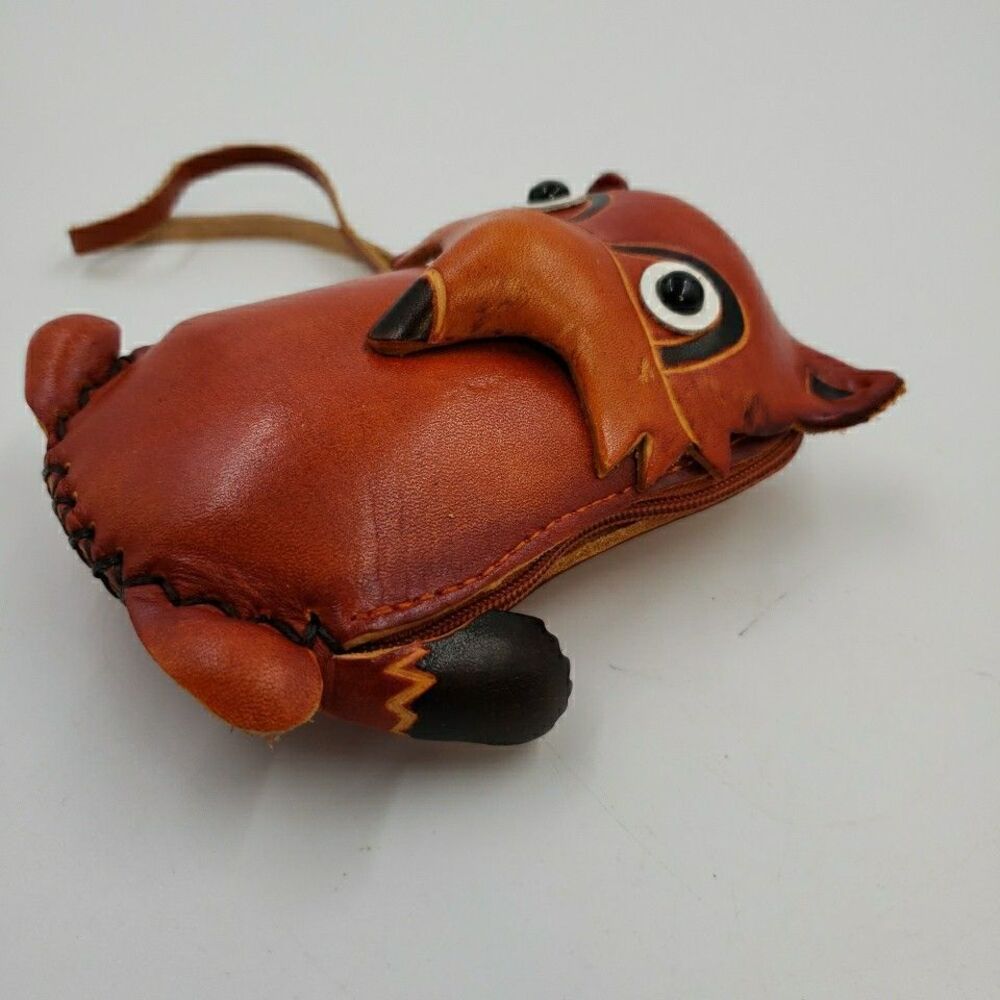 Fox Wristlet Coin Purse Cute Woodland Animal Gift Handmade Leather Mini Wallet - Picture 8 of 10